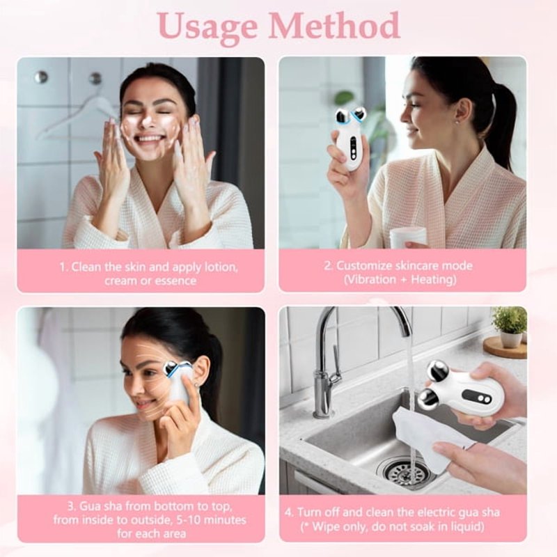 Microcurrent Facial Device for Anti-Aging Wrinkles Skin Rejuvenation - White