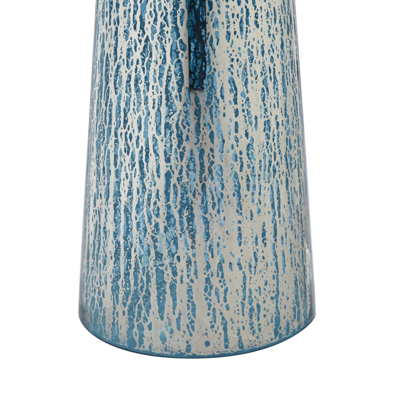 Modern Mercury Glass Table Lamp with White Drum Shade - 30 Inch Tall