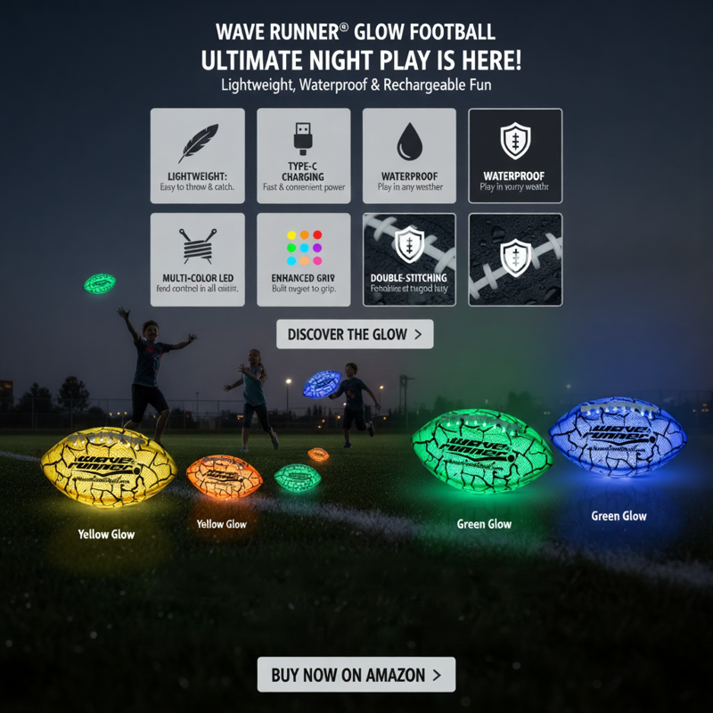 Glow in The Dark LED Football for Kids Teens & Adults Waterproof Night Play