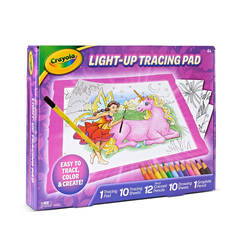 Light-Up Tracing Pad for Kids & Artists - Pink Art & Craft Toy with Colored Pencils, Drawing Sheets