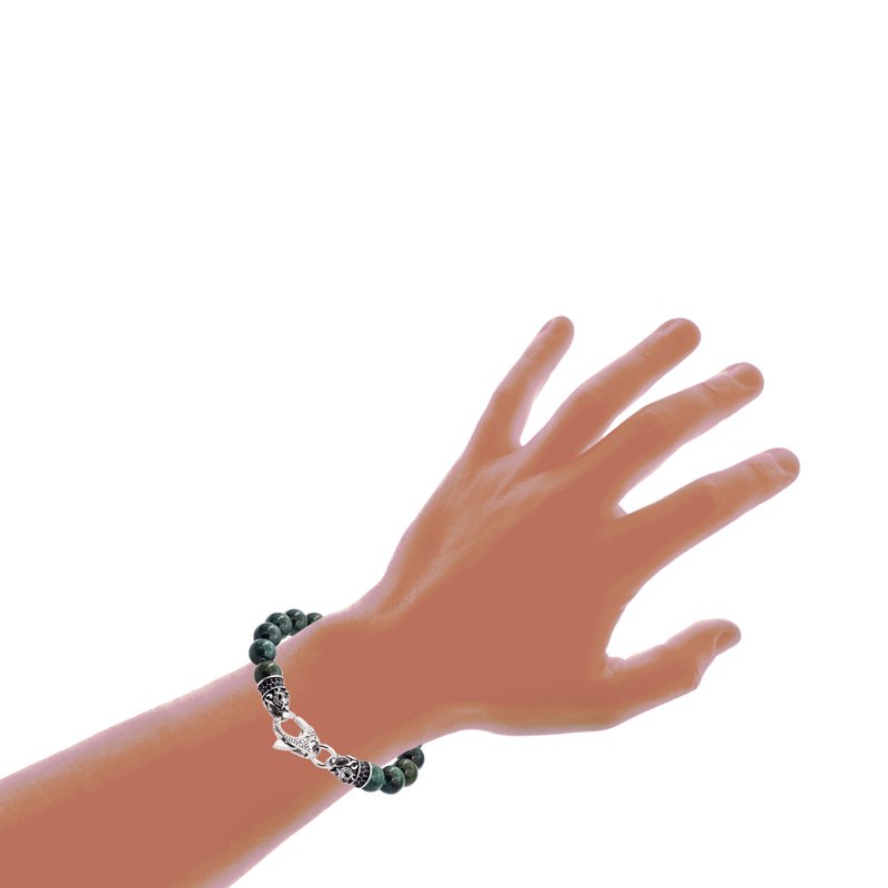 Men's Green Apatite Beaded Bracelet - Stainless Steel 8.5 Inch