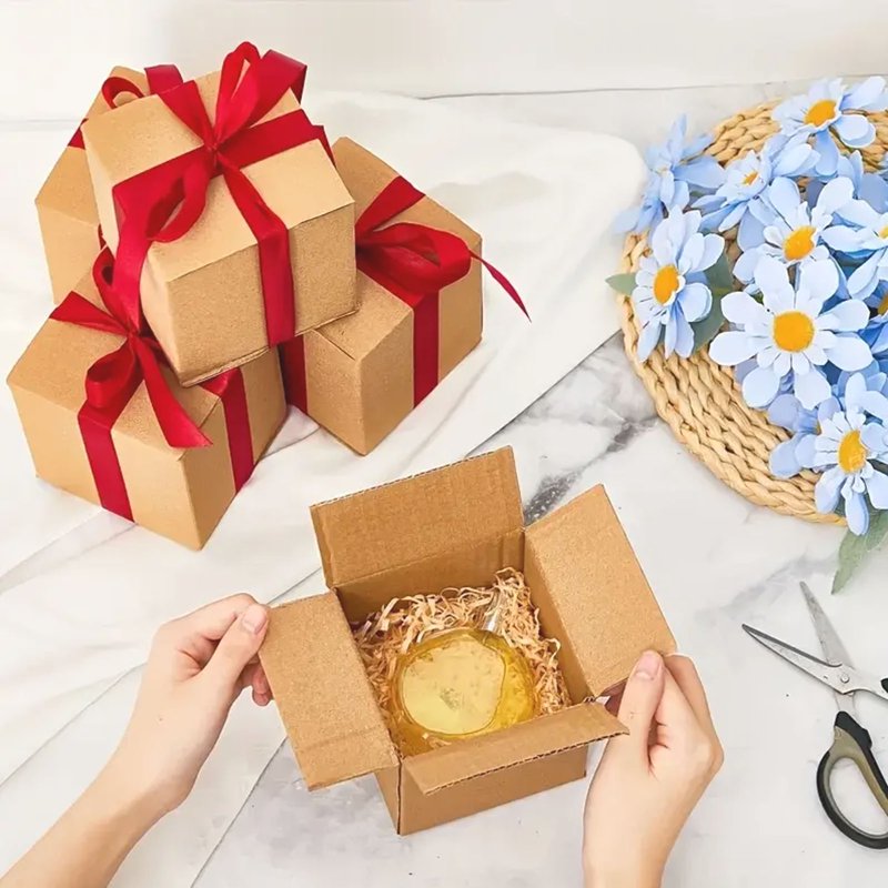 Small Shipping Boxes 4x4x4 Inches Brown Cardboard Pack of 25 for Packing & Mailing