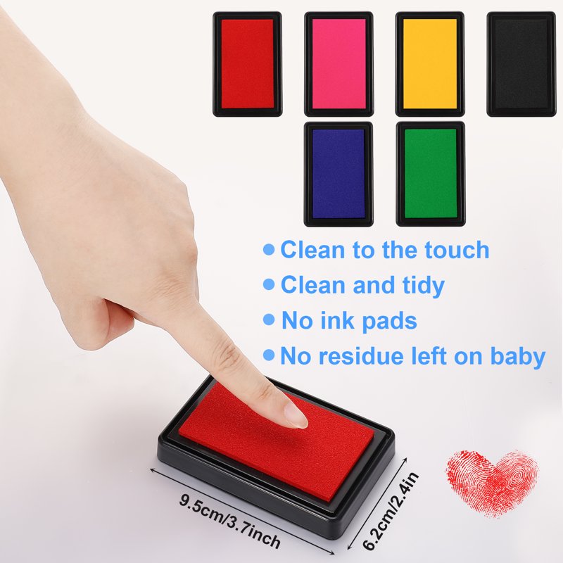 Reusable Baby Footprint Ink Pad Set - Non-Toxic, Washable, 6 Colors