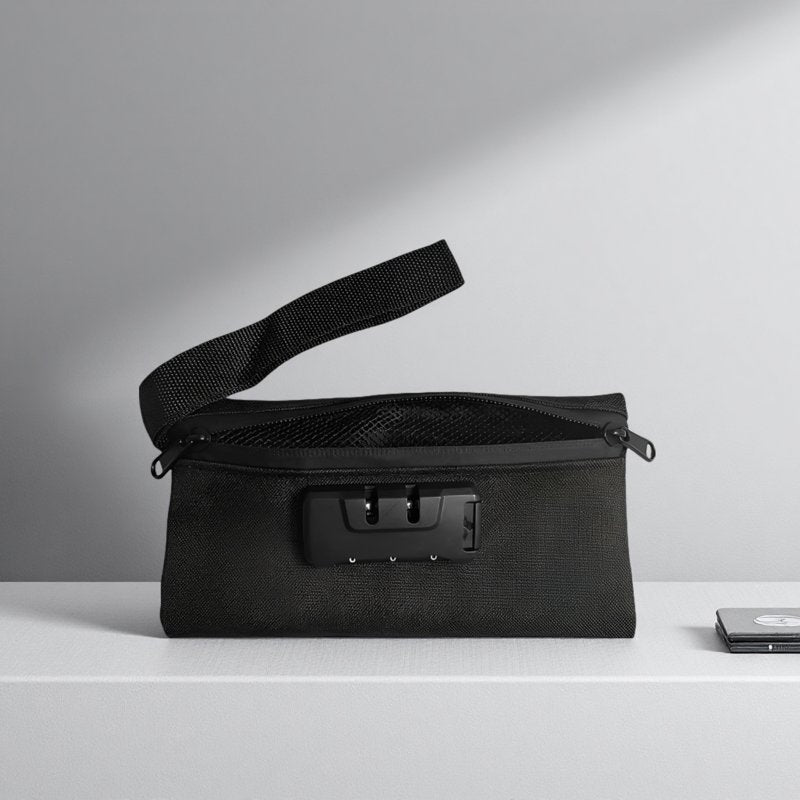 Lockable Money Pouch Set - 2 Polyester Cash Bags with Metal Locks, Compact Portable Design