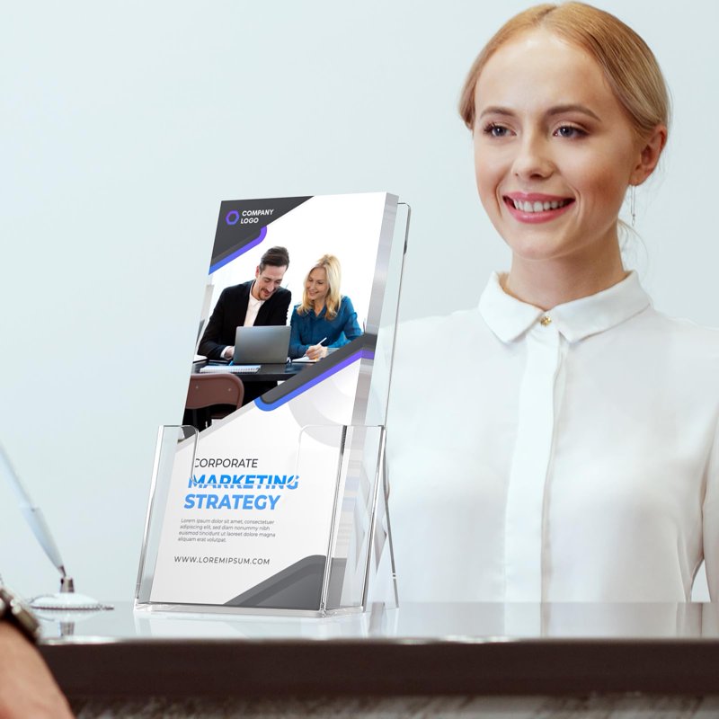 2 Pack Acrylic Brochure Holders 7.8x4.3 Inch Clear Display Stands for Literature