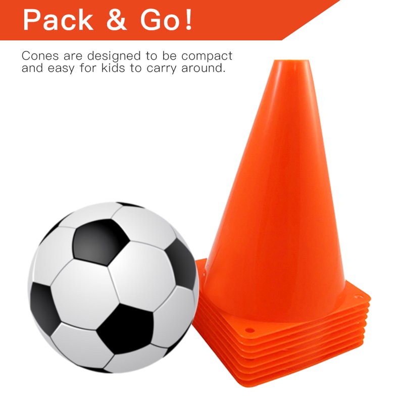 12 Pack Sports Training Cones - Durable Traffic & Agility Markers, 7 Inch Orange