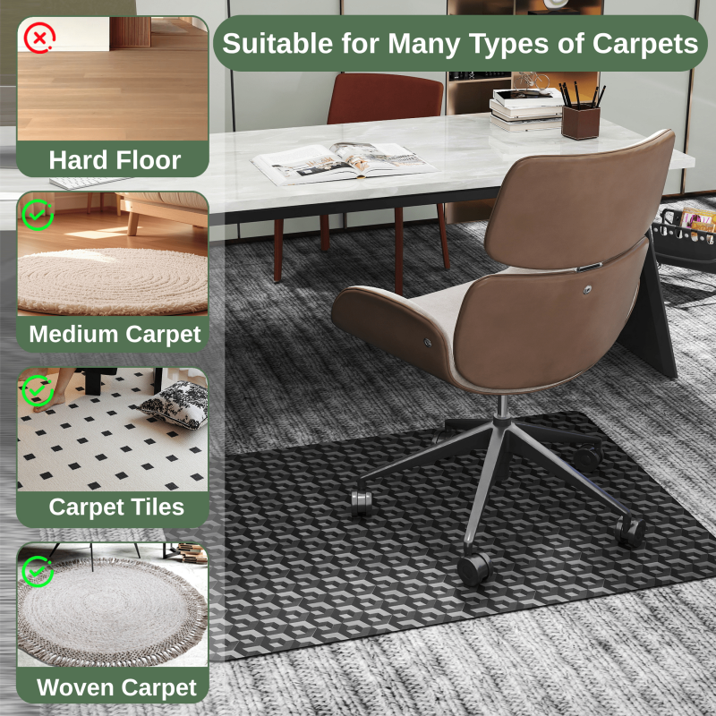 Office Chair Mat for Carpet Floors 35x47 Inches Non-Slip PVC Protector