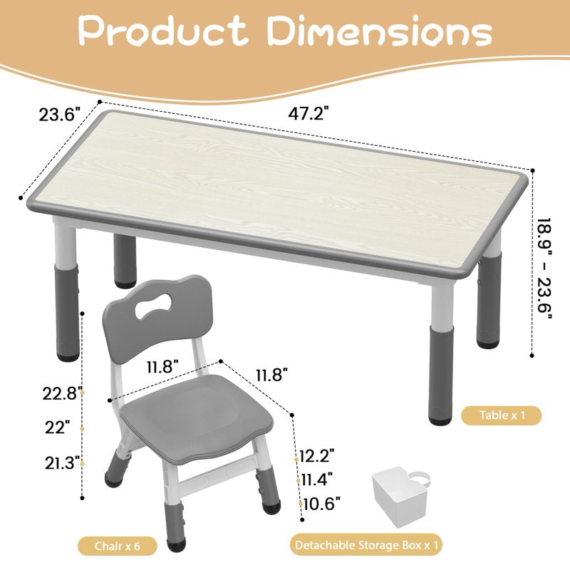 Adjustable Kids Activity Table and Chairs Set with Graffiti Desktop - Toddler & Preschool Furniture