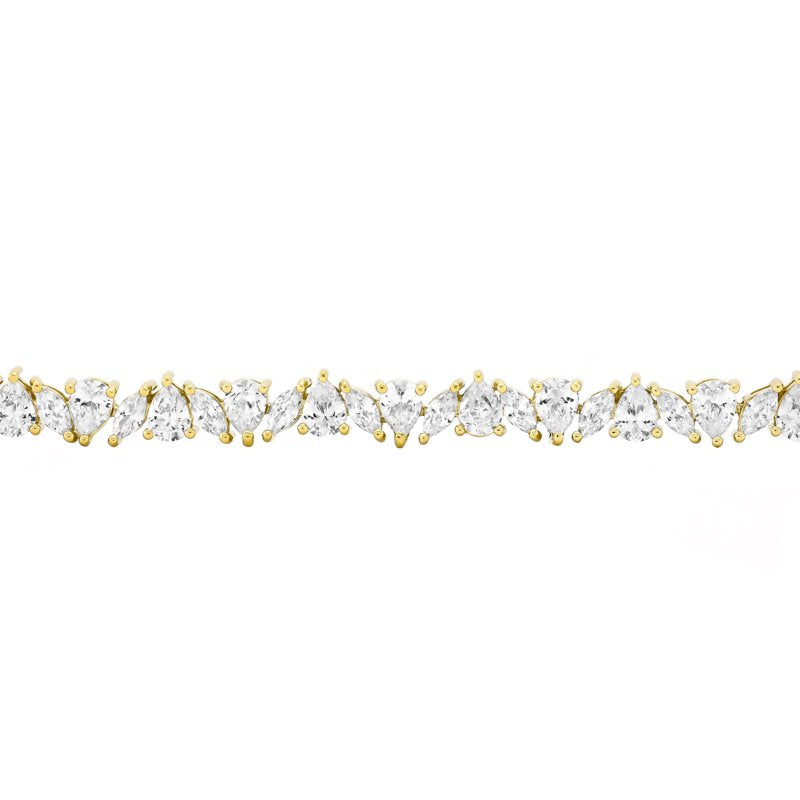 Women’s 14K Gold Plated Sterling Silver Marquise and Pear Diamond Bracelet 7.25"