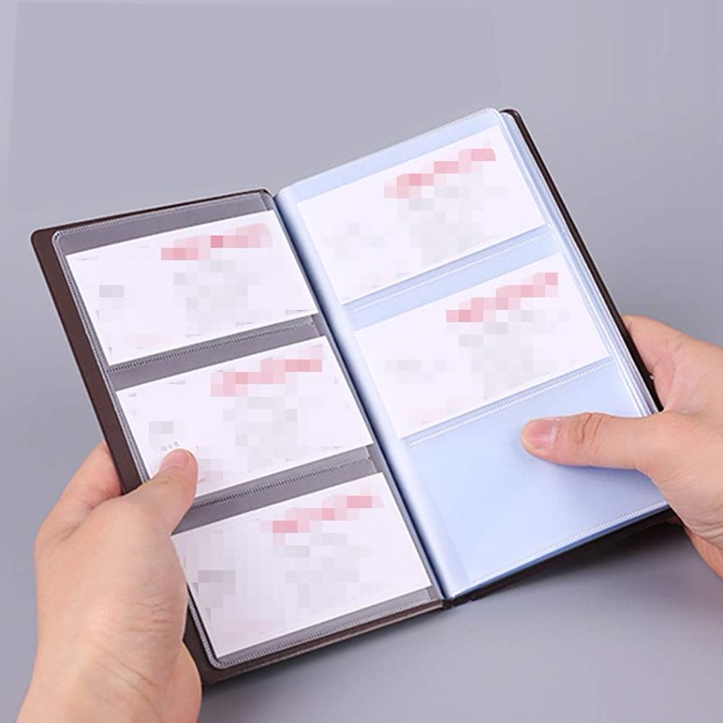 Black Leather Business Card Holder Organizer 120 Capacity PU Credit Card Booklet