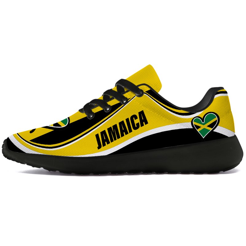 Women's Tennis Shoes with Jamaica Flag - Lightweight Breathable Sneakers - Size 8