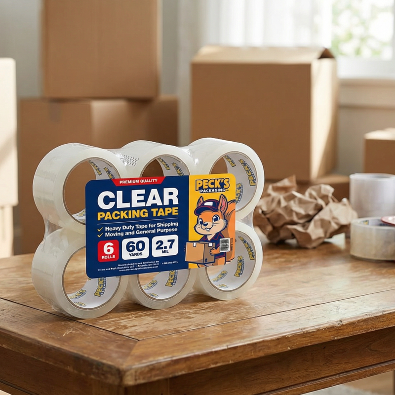 Heavy Duty Clear Packing Tape 2.7 Mil - 1.88 x 60 Yards, 6-Pack for Shipping & Moving