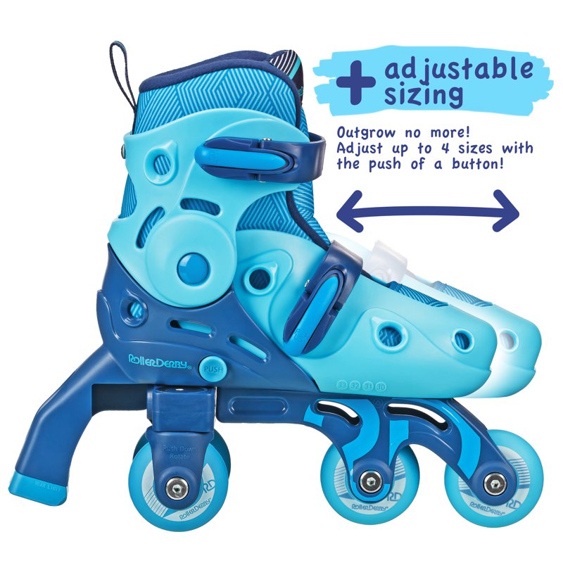 Kids Adjustable Inline & Roller Skate Combo with Protective Gear - Medium (13-3)
