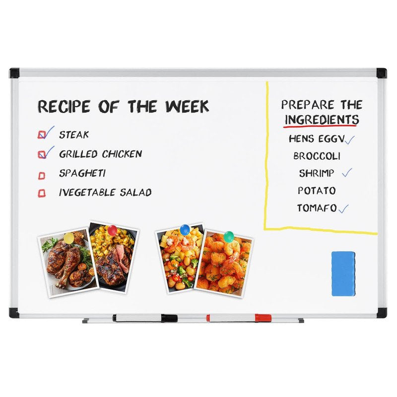 Magnetic Whiteboard Wall Mount Dry Erase Board with Aluminum Pen Tray — Multiple Sizes