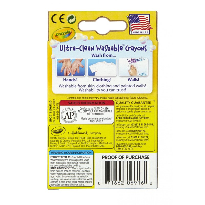 Crayola Large Washable Crayons - 16 Count for Kids, Bright & Easy to Wash