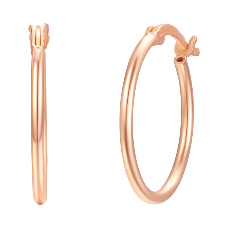 3 Tone Hoop Earrings Set - 14K Rose Gold, Gold Plated Sterling Silver 20mm