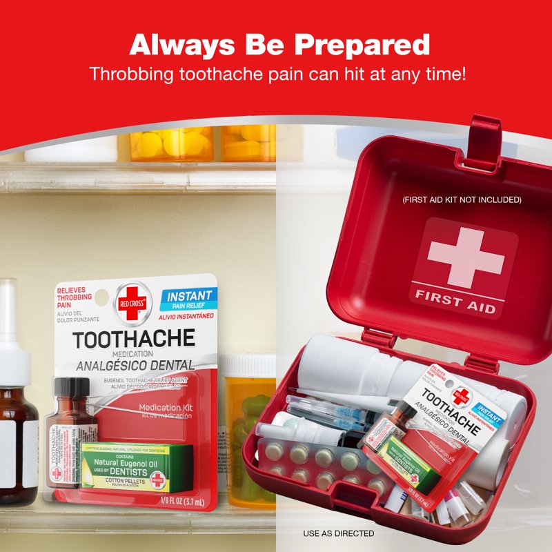 Toothache Medicine Kit with Clove Oil, Cotton Pellets & Tweezers - Instant Pain Relief