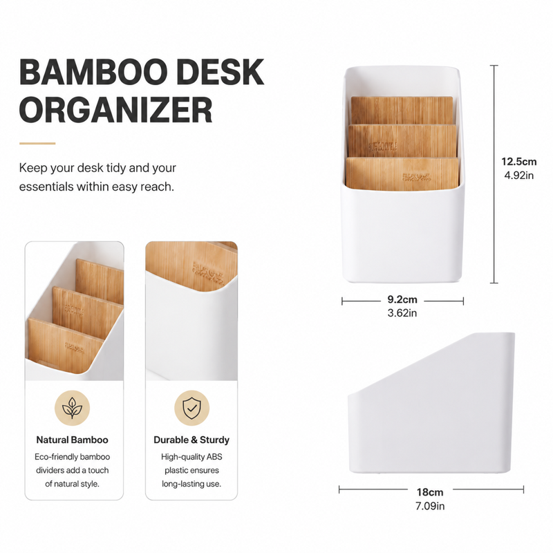 Desk Organizer for Remote Controls, Pens, Keys & Phone - White