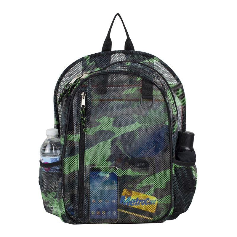 Unisex Active Lifestyle Mesh Backpack with Multiple Compartments - Camouflage & Color Variants