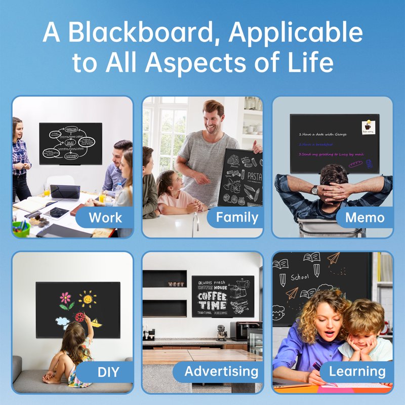 Magnetic Dry Erase Blackboard 36x24 Wall Mount for Office & Home