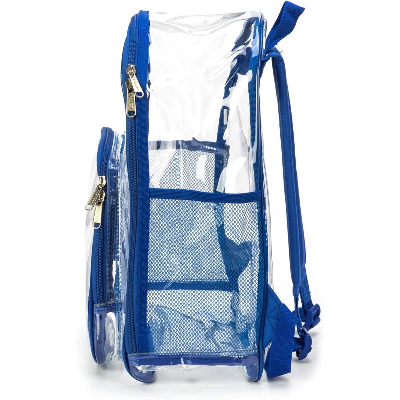 Heavy Duty Clear PVC Backpack Security Bag for Work & School - Royal Blue