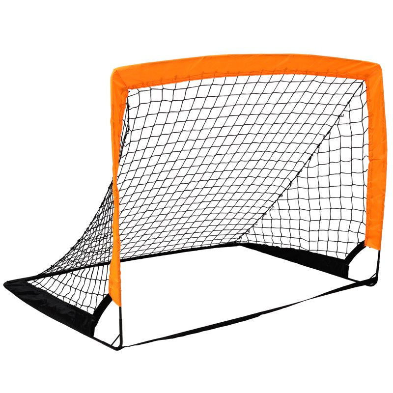 Leumius 2 Pack Pop Up Soccer Goals - 4' x 3' Portable Indoor/Outdoor Nets - Orange