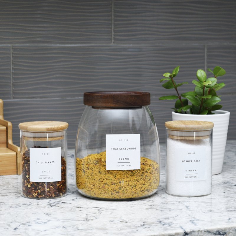 Minimalist Spice Jar Labels Set Waterproof Matte Finish | Pre-Printed & DIY