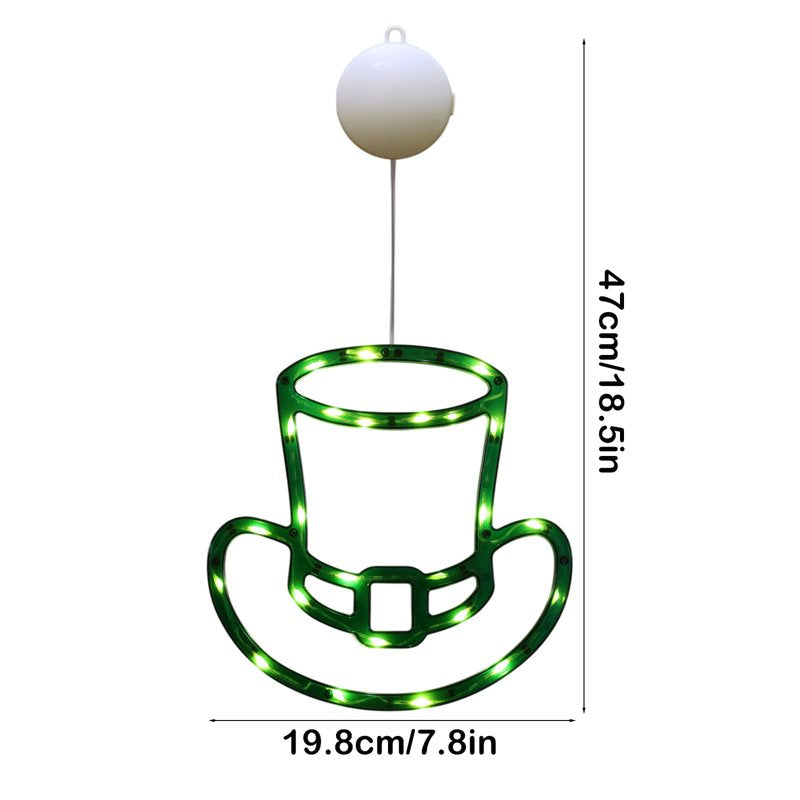 Leprechaun Hat LED Window Lights for St Patrick's Day Indoor Outdoor Decor