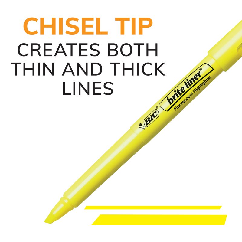Yellow Highlighters Set with Chisel Tip - 12 Pack Office & School Supplies