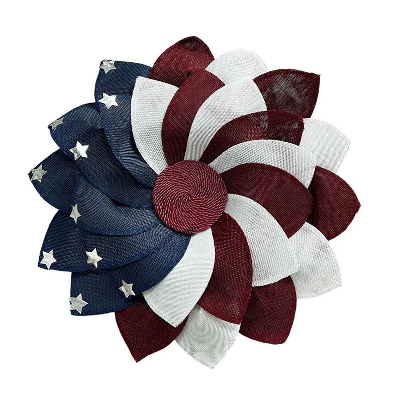 Patriotic Farmhouse Wreath with Star Accents for July 4th Memorial Day All-Season Front Door Decor