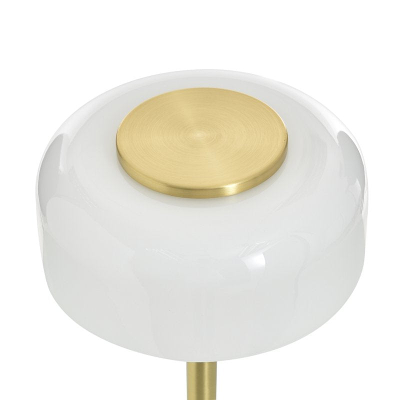Rechargeable Milk Glass Table Lamp with Touch Controls - Compact Bedside Light