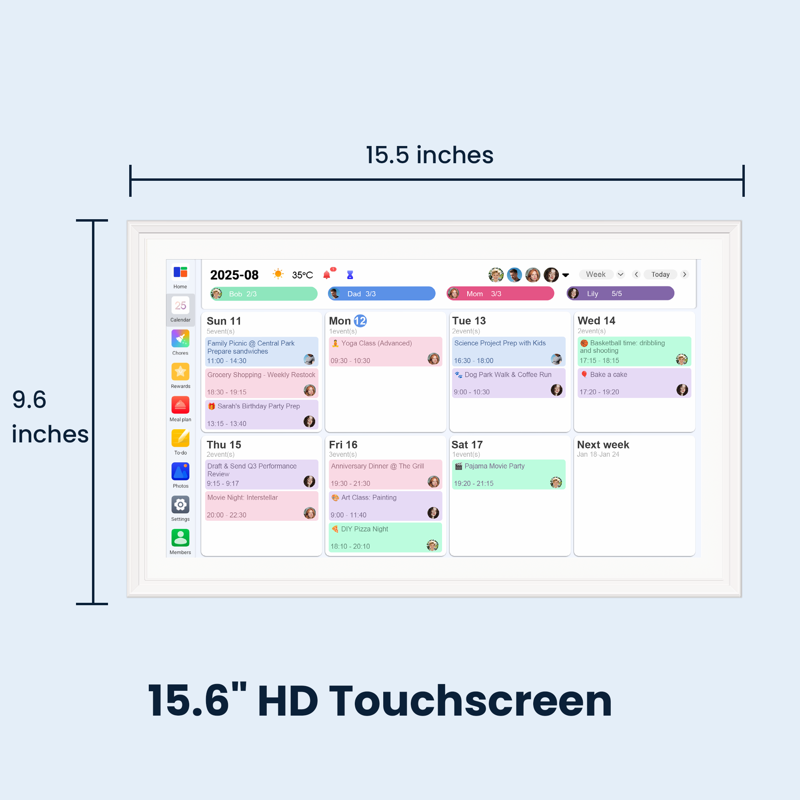 Digital Wall Calendar with Touchscreen & WiFi – Family Organizer, No Subscription