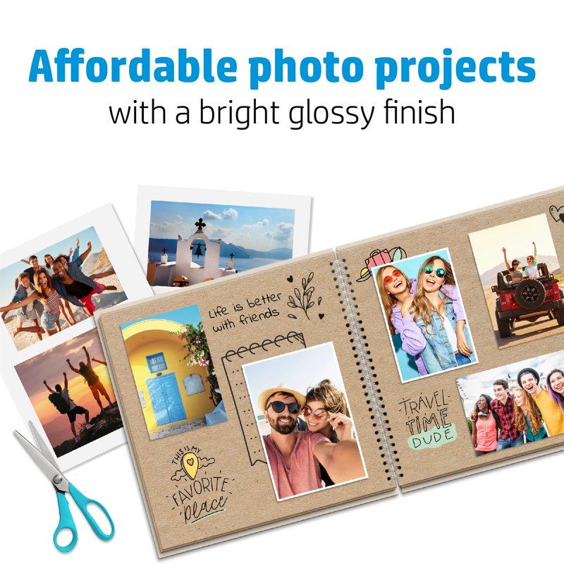 HP Glossy Photo Paper 52 lb 5x7 inch 60 Sheets - Recyclable Inkjet Photo Paper