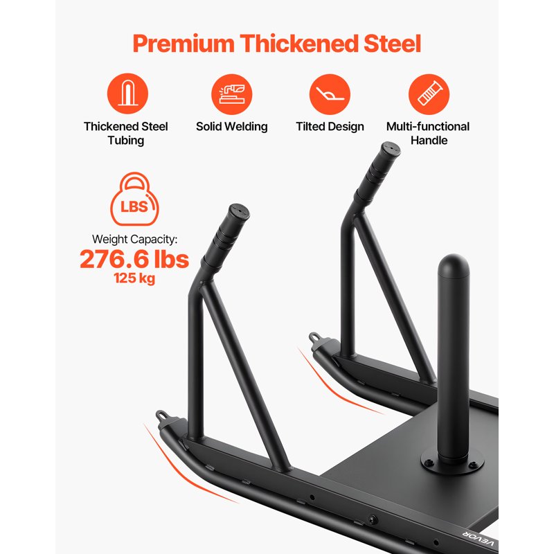 Steel Weight Sled for Fitness & Athletic Training - Compatible with 1/2 in Plates, Black