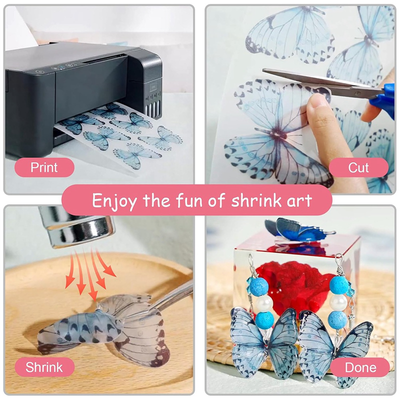 Printable Shrink Dink Sheets - Translucent Plastic for Inkjet Crafts, 6 Sheets