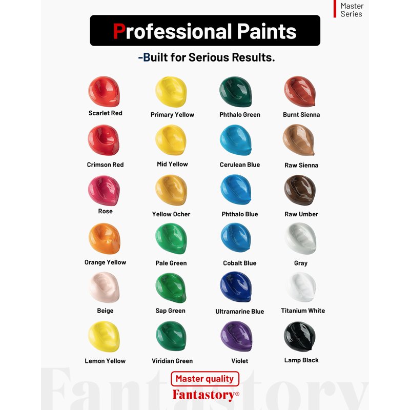 24-Color Acrylic Paint Set with 2oz Bottles and 12 Brushes for Art & Craft Projects