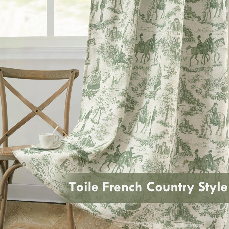 Blackout Linen Curtains with Thermal Sound Insulation - Farmhouse French Country Style, 96 Inch Length, Multiple Sizes