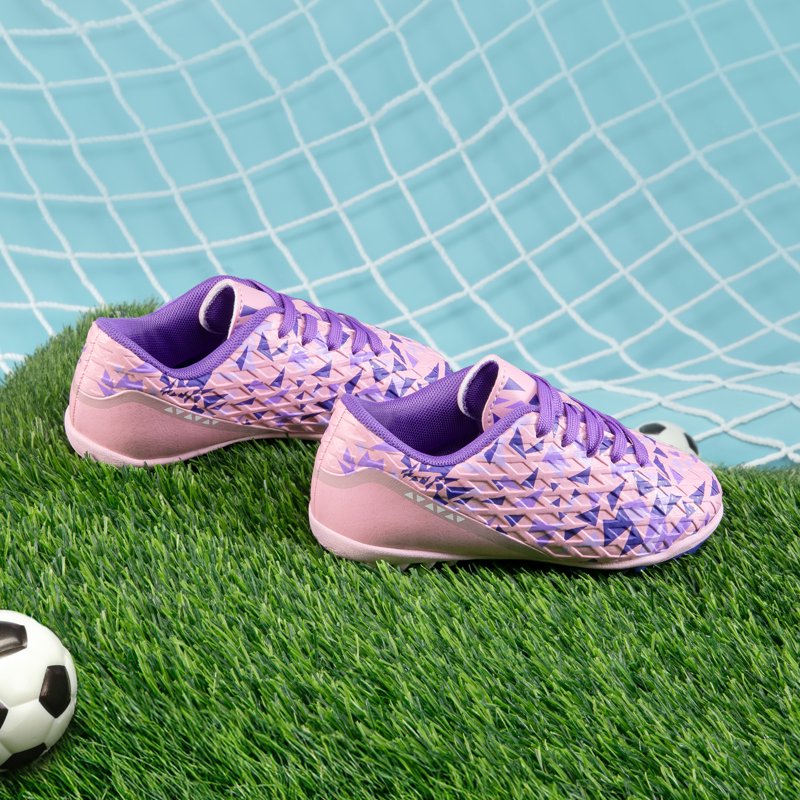 Dream Pairs Indoor Turf Soccer Shoes for Kids - Pink/Purple, Size 13