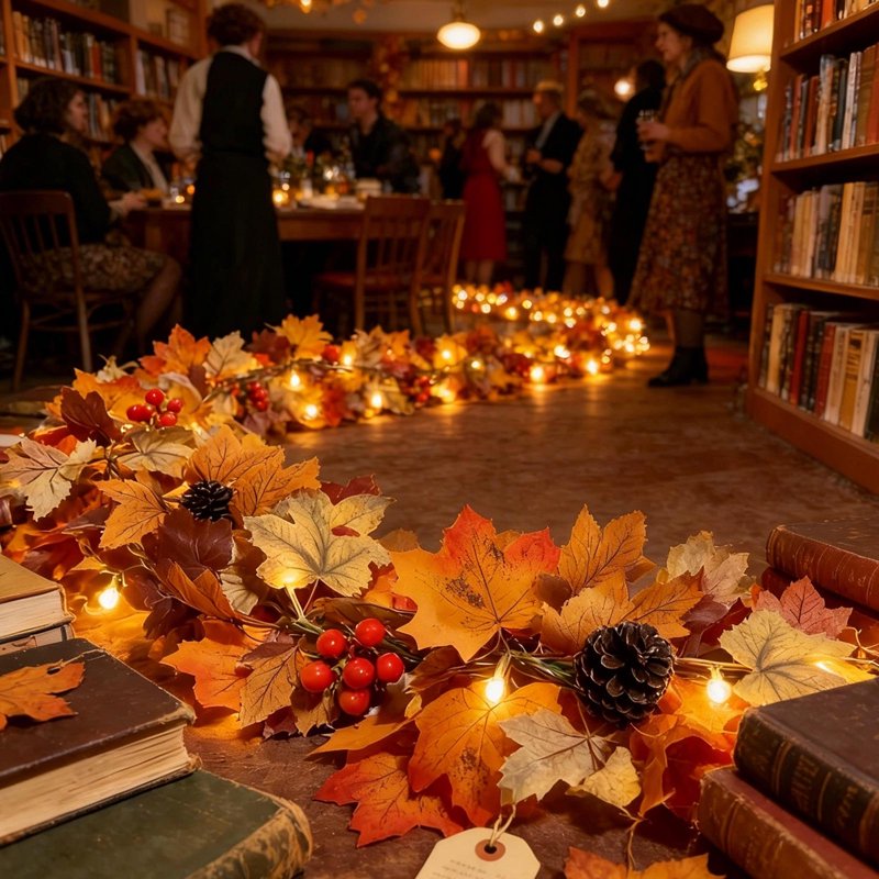 Lighted Maple Leaf Vine Garland - 118 Inch Autumn Halloween Thanksgiving Decor