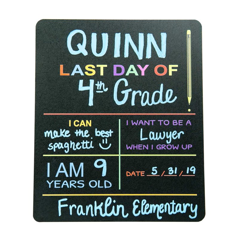 Reusable First & Last Day of School Chalkboard Sign Set for Photos - 12x10 Rectangle