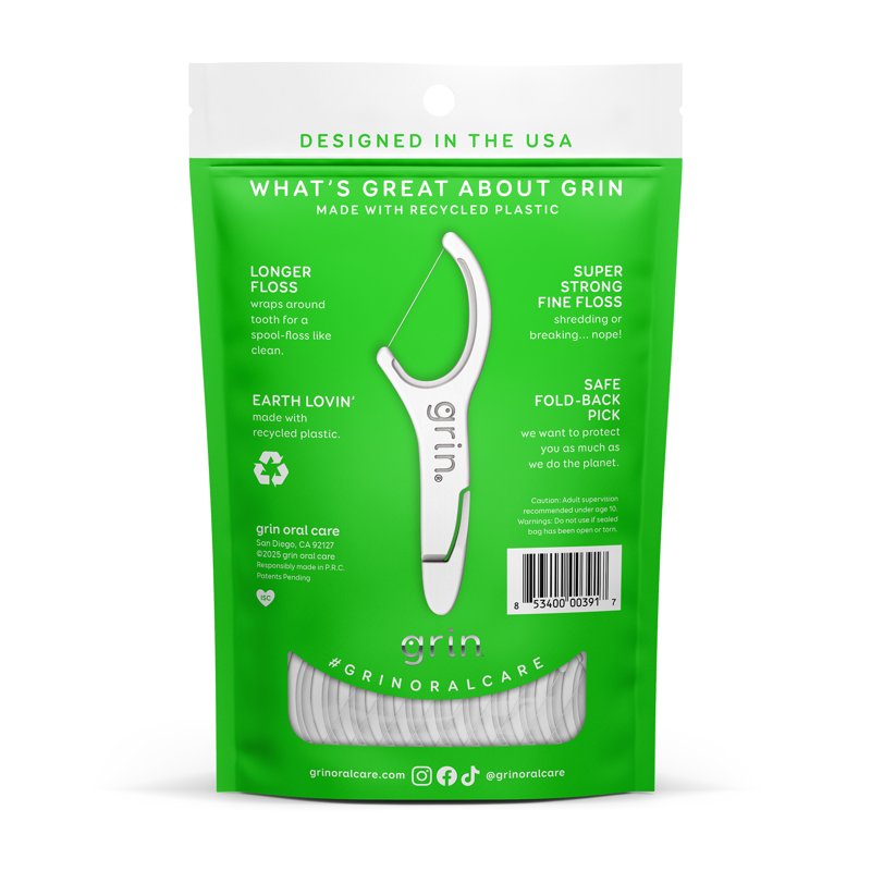 Dental Floss Picks - 75 Count Super Strong Mint Floss for Tight Teeth - Recycled Plastic