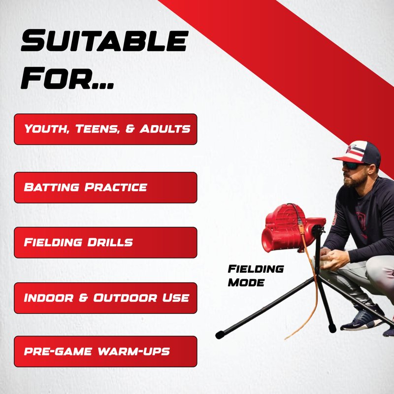 Baseball Pitching Machine with Auto Feeder - 360-Degree Fastball & Curveball Training