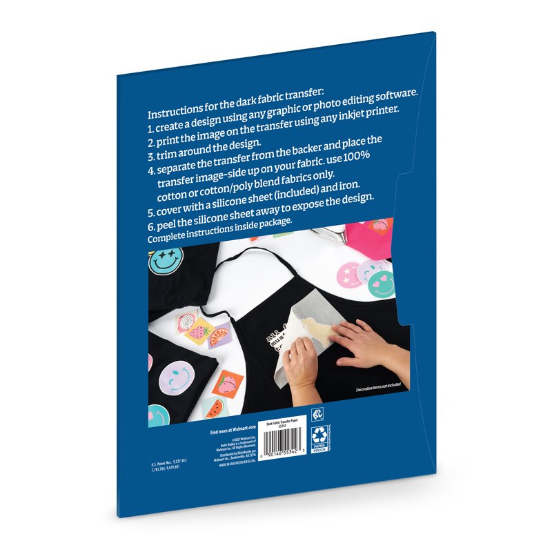 Dark Fabric Transfer Paper for Inkjet Printers - 8.5x11 Inches, Multiple Sheets