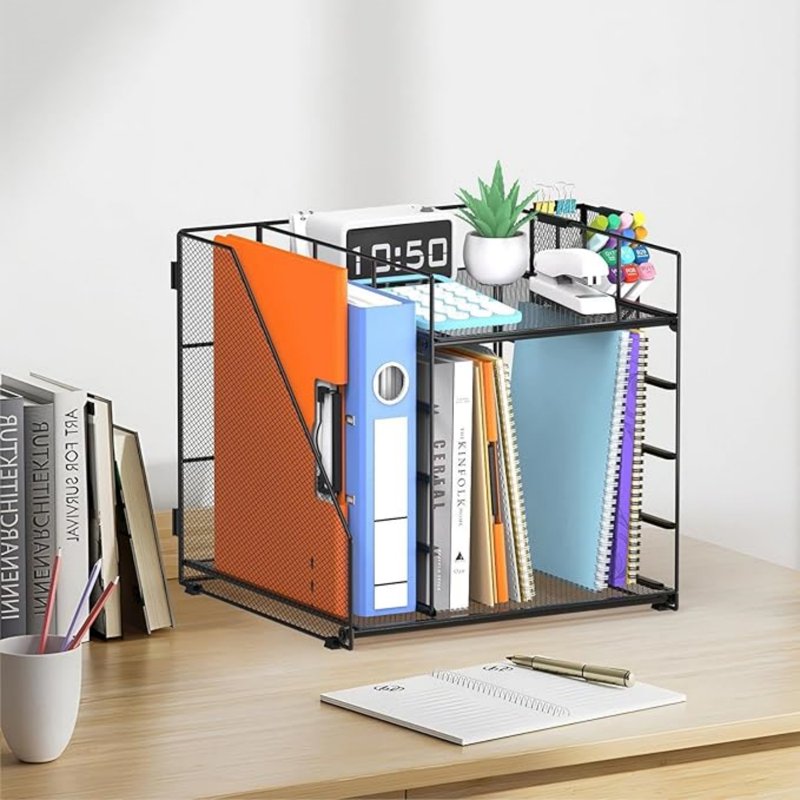 5-Tier Desk Organizer with Pen and Magazine Holders for Office & Home