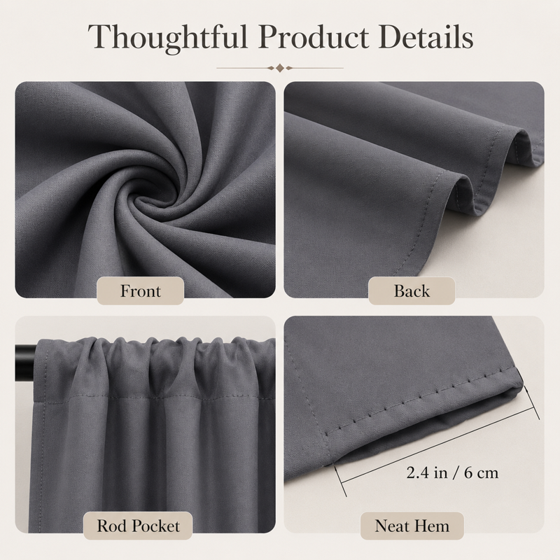 RV Blackout Curtain Panels - Noise & Light Blocking Short Drapes for Caravans & Jets