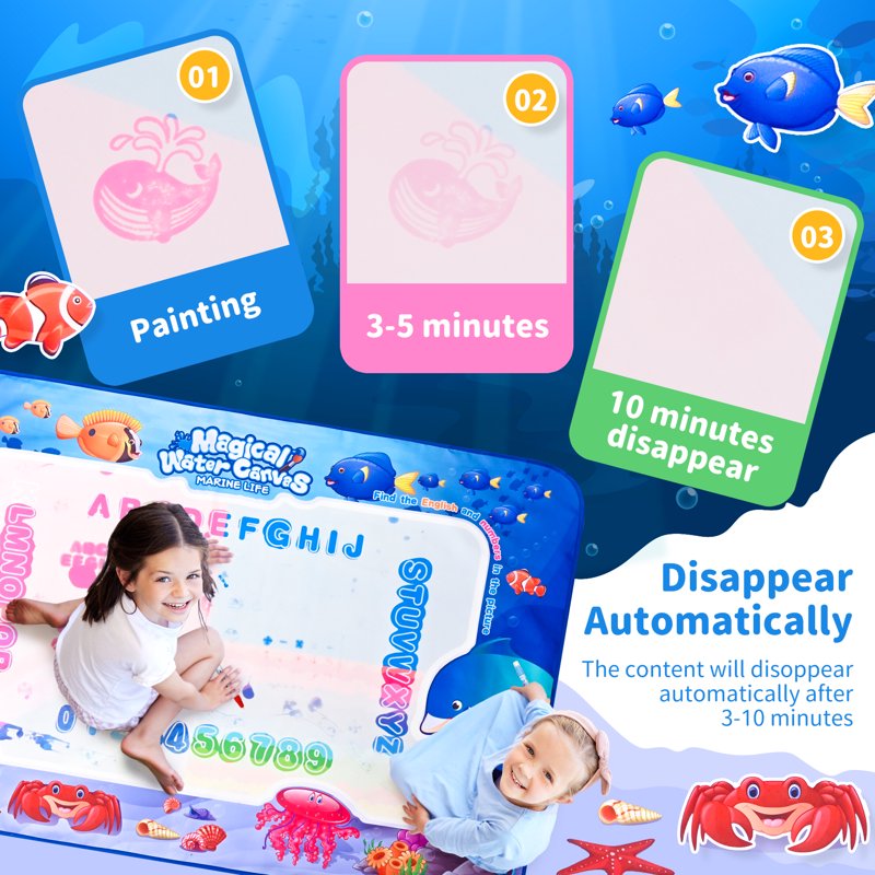 Large Water Doodle Mat for Kids 60x40 Inch Sensory Drawing Toy Educational Toddler Playmat