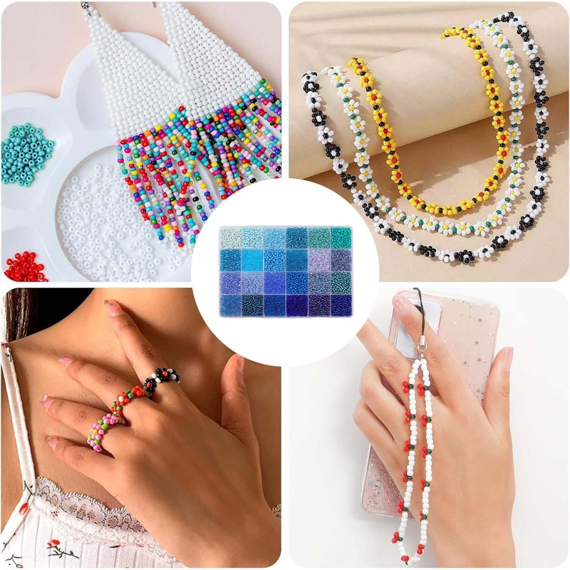Assorted Glass Seed Beads Kit for Jewelry Making and Crafts - 5200pcs, 3mm