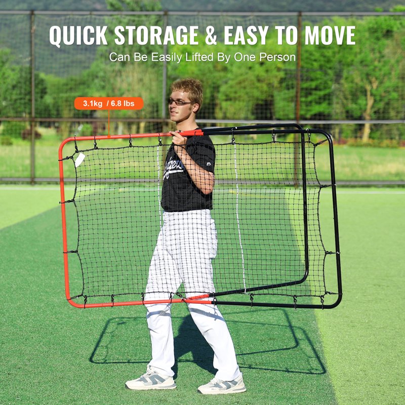 Baseball & Softball Rebound Net 3x4.5 ft Multi-Angle PitchBack Training