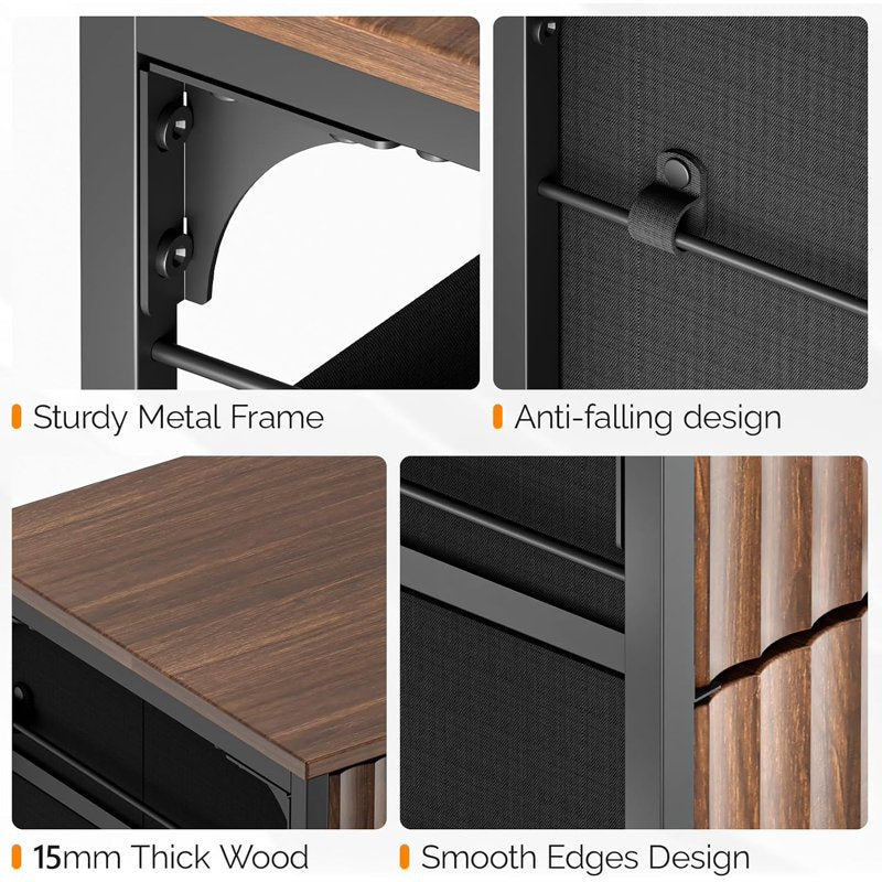 3-Drawer Fabric File Cabinet with Printer Stand for Home Office, Letter Size Storage