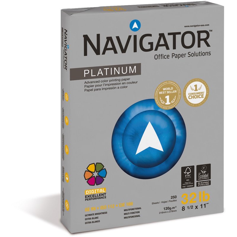 Navigator Platinum Multipurpose Office Paper 8.5x11 32lb Bright White - 250 Sheets